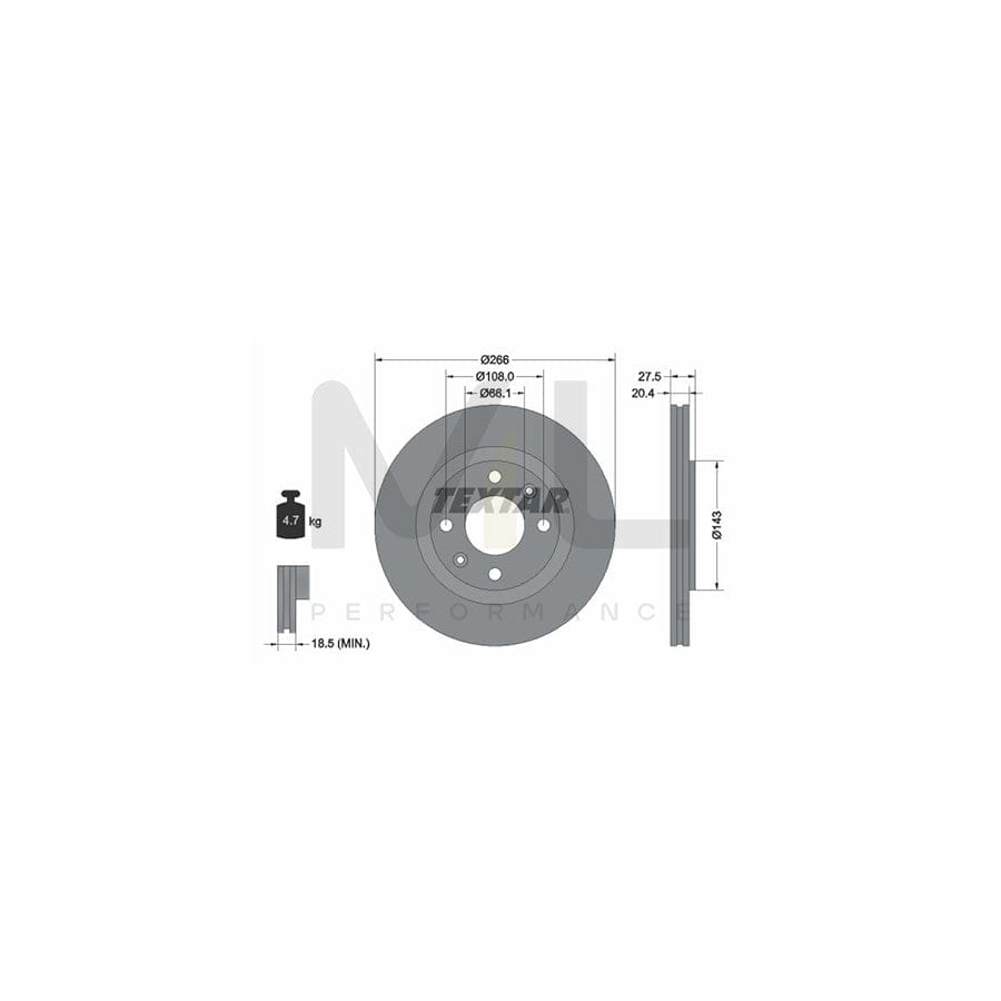 TEXTAR 92048100 Brake Disc Externally Vented, without wheel hub, without wheel studs | ML Performance Car Parts