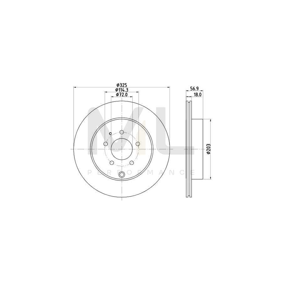 HELLA PRO 8DD 355 119-401 Brake Disc Internally Vented, Coated, without wheel hub, without wheel studs