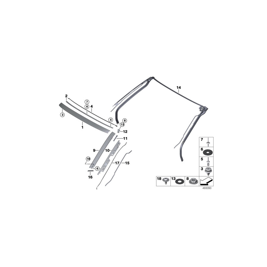 Genuine BMW 51337477329 I15 Holder Element Roof Trim Strip Fr.Left (Inc. i8) | ML Performance US Car Parts