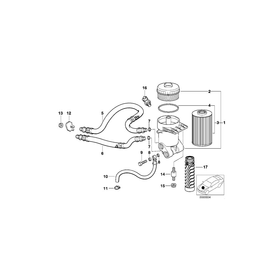 Genuine BMW 11421405197 E31 Oil Filter With Oil Cooler Connection (Inc. 850CSi) | ML Performance US Car Parts