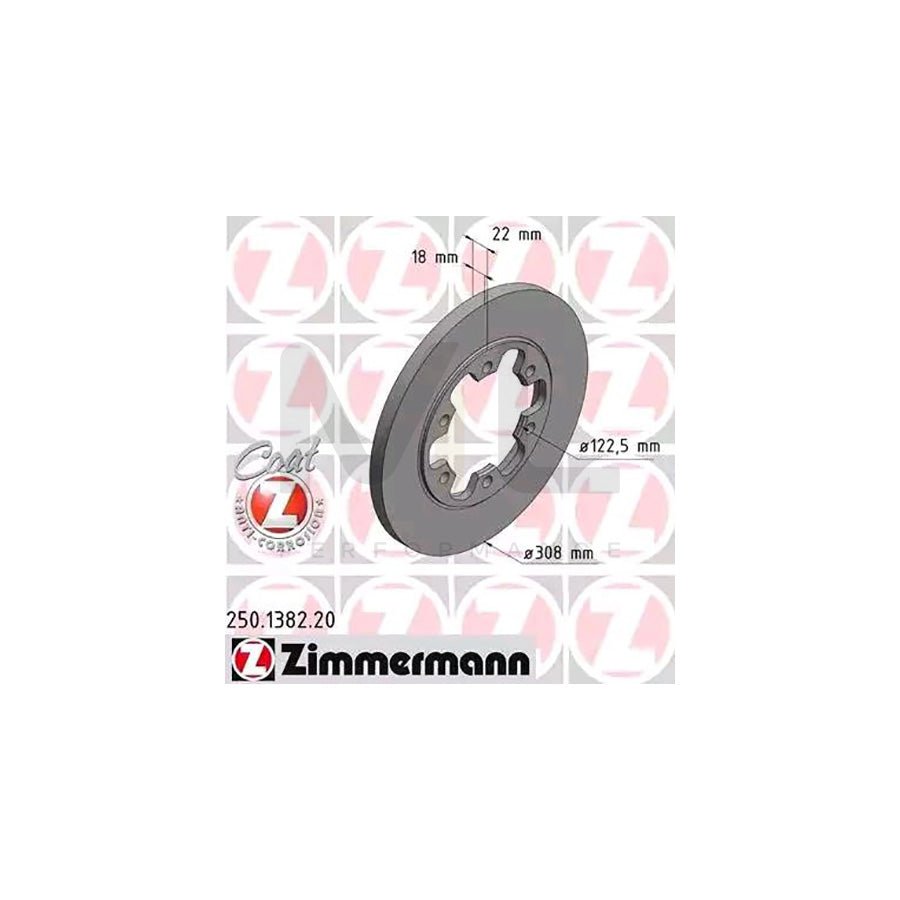 ZIMMERMANN COAT Z 250.1382.20 Brake Disc for FORD TRANSIT Solid, Coated, without ABS sensor ring - 1 piece