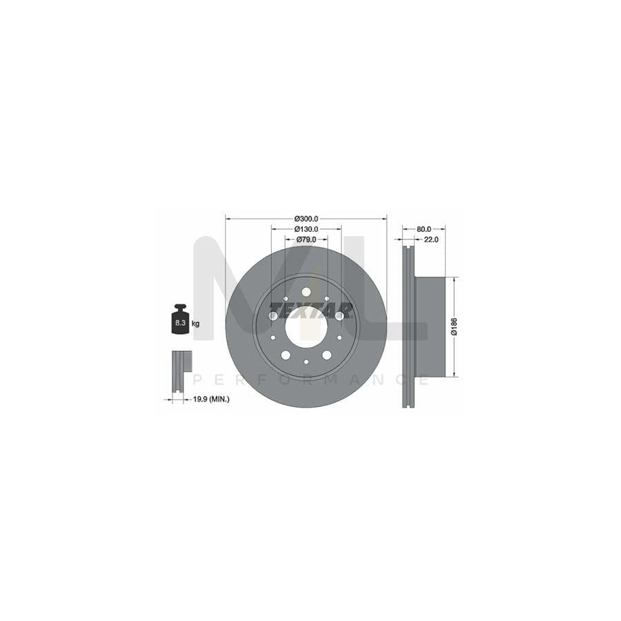 TEXTAR 92284303 Brake Disc Externally Vented, Coated, without wheel hub, without wheel studs | ML Performance Car Parts