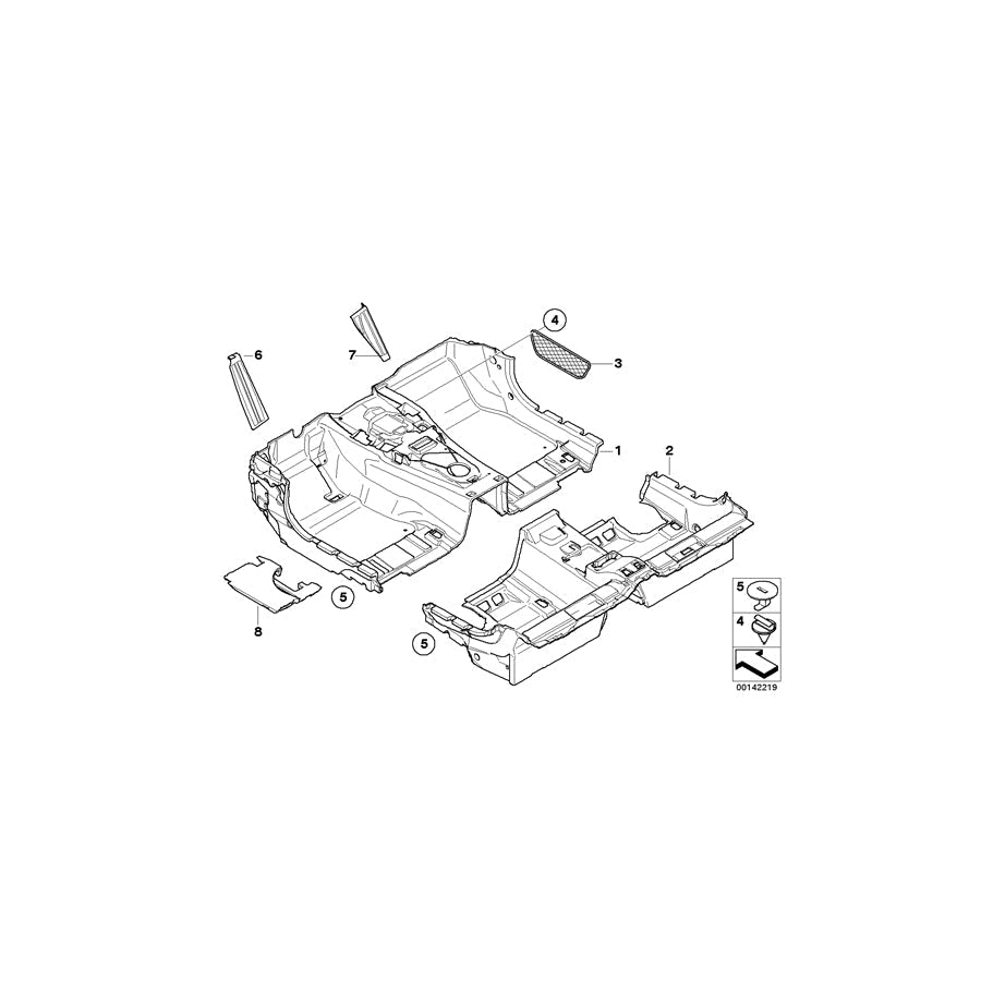 Genuine BMW 51477073768 E63 E63 Floor Covering Rear CHATEAU (Inc. 635d, 650i & 645Ci) | ML Performance US Car Parts