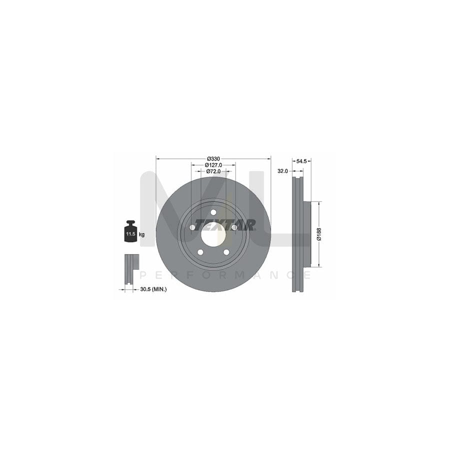 TEXTAR PRO 92274803 Brake Disc Externally Vented, Coated, without wheel hub, without wheel studs | ML Performance Car Parts