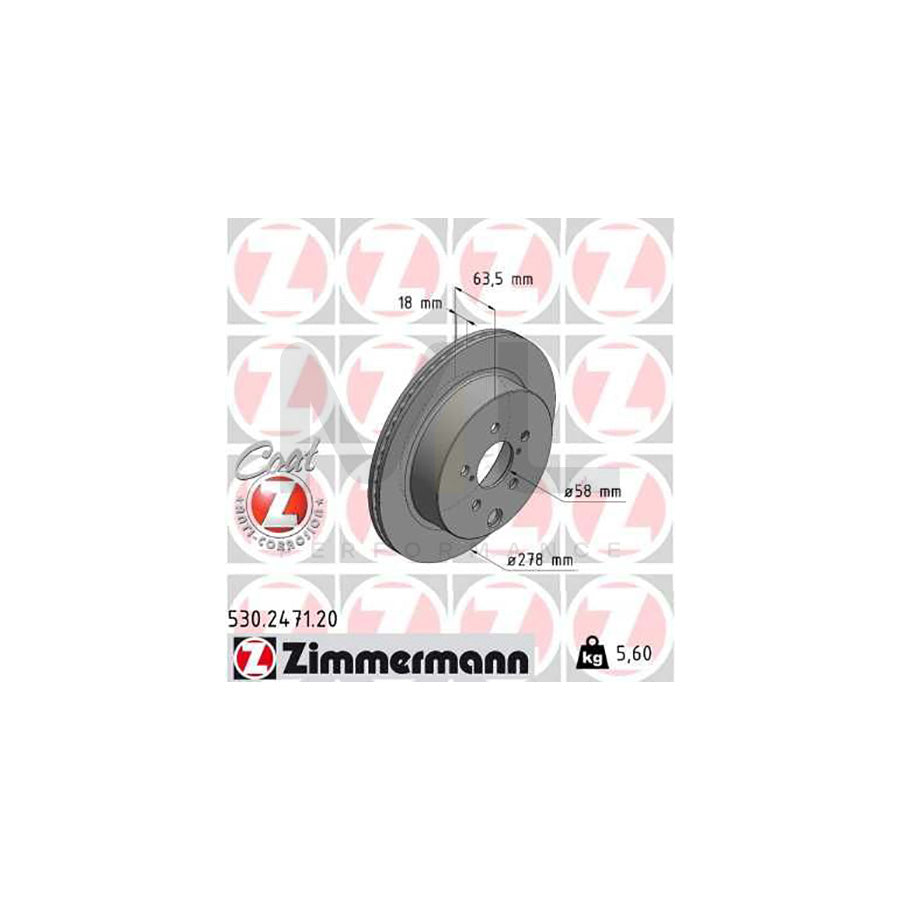 ZIMMERMANN 530.2471.20 Brake Disc for SUBARU FORESTER Internally Vented, Coated - 1 piece