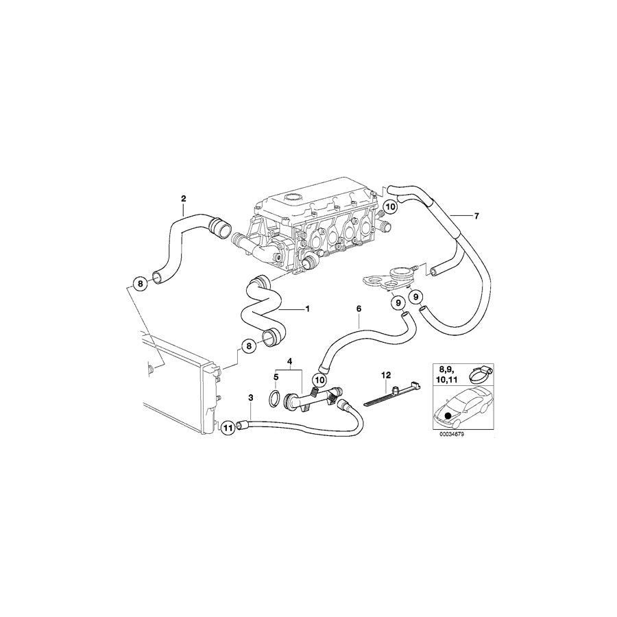 Genuine BMW 11531716660 E36 Water Hose (Inc. Z3 1.9) | ML Performance US Car Parts