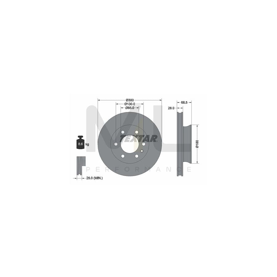 TEXTAR 92301203 Brake Disc suitable for MERCEDES-BENZ SPRINTER Internally Vented, Coated, without wheel hub, without wheel studs | ML Performance Car Parts