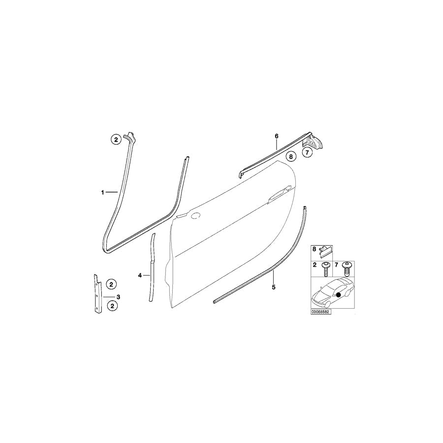 Genuine BMW 51338232343 E52 Channel Sealing, Door Left (Inc. ALPINA V8 & Z8) | ML Performance US Car Parts