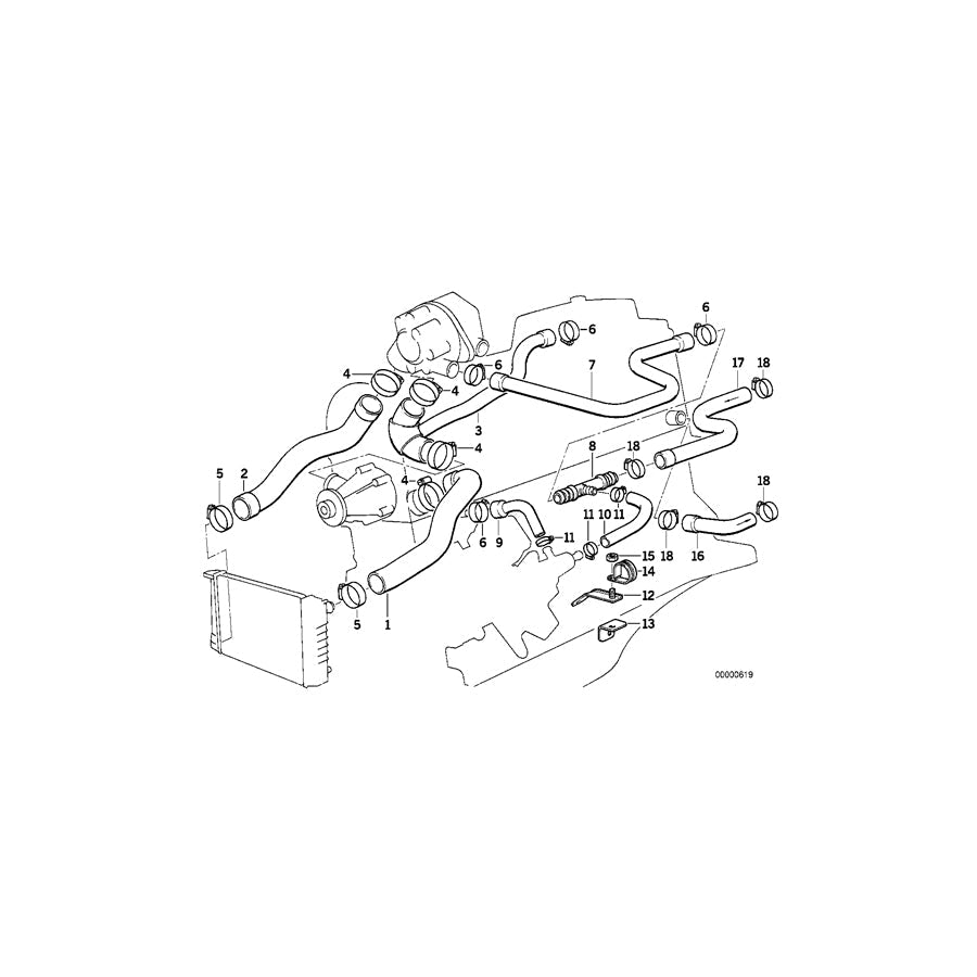 Genuine BMW 11532241078 E30 Water Hose (Inc. 324d & 324td) | ML Performance US Car Parts