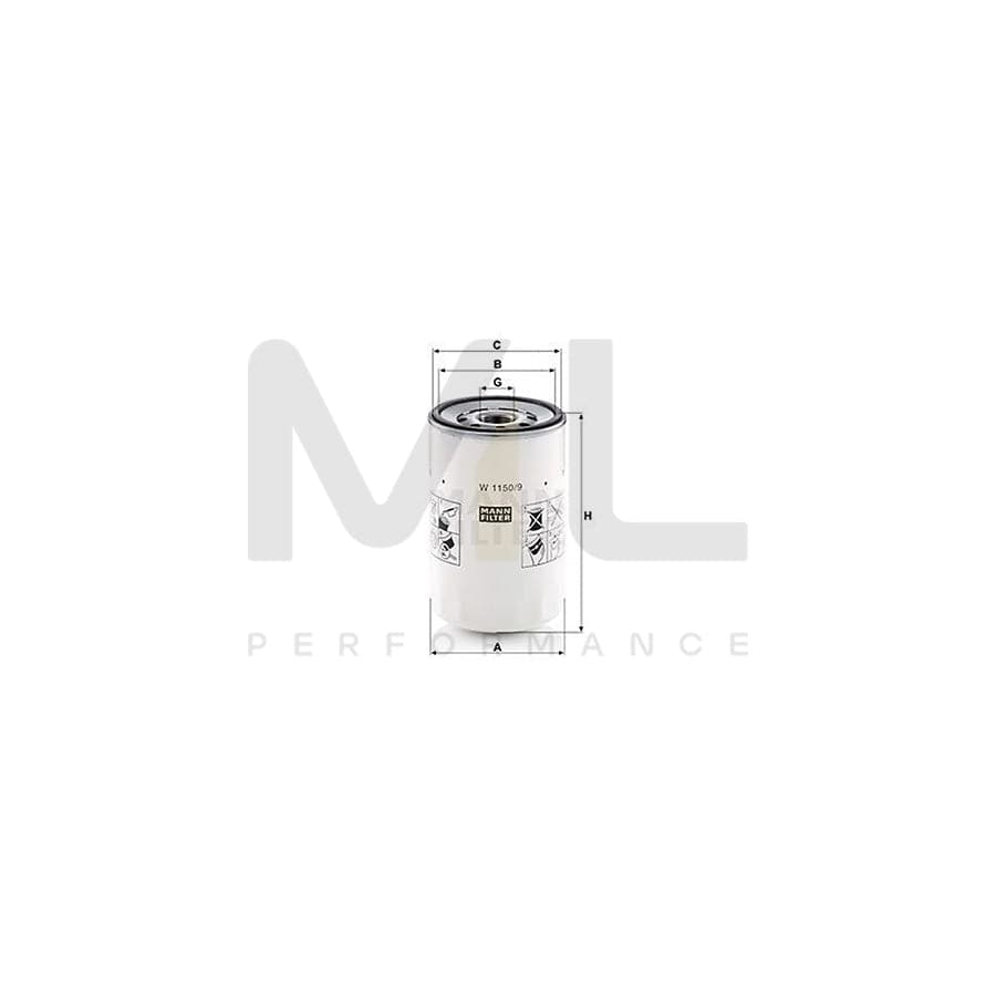 MANN-FILTER W 1150/9 Oil Filter Spin-on Filter
