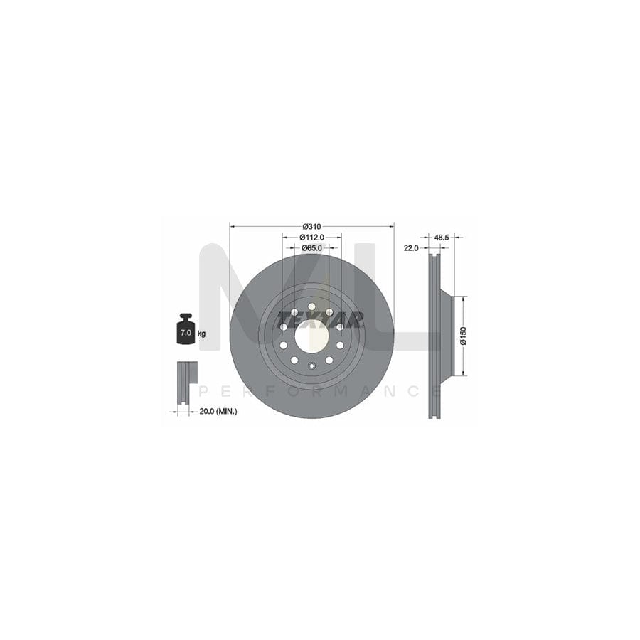 TEXTAR PRO 92140703 Brake Disc Externally Vented, Coated, without wheel hub, without wheel studs | ML Performance Car Parts