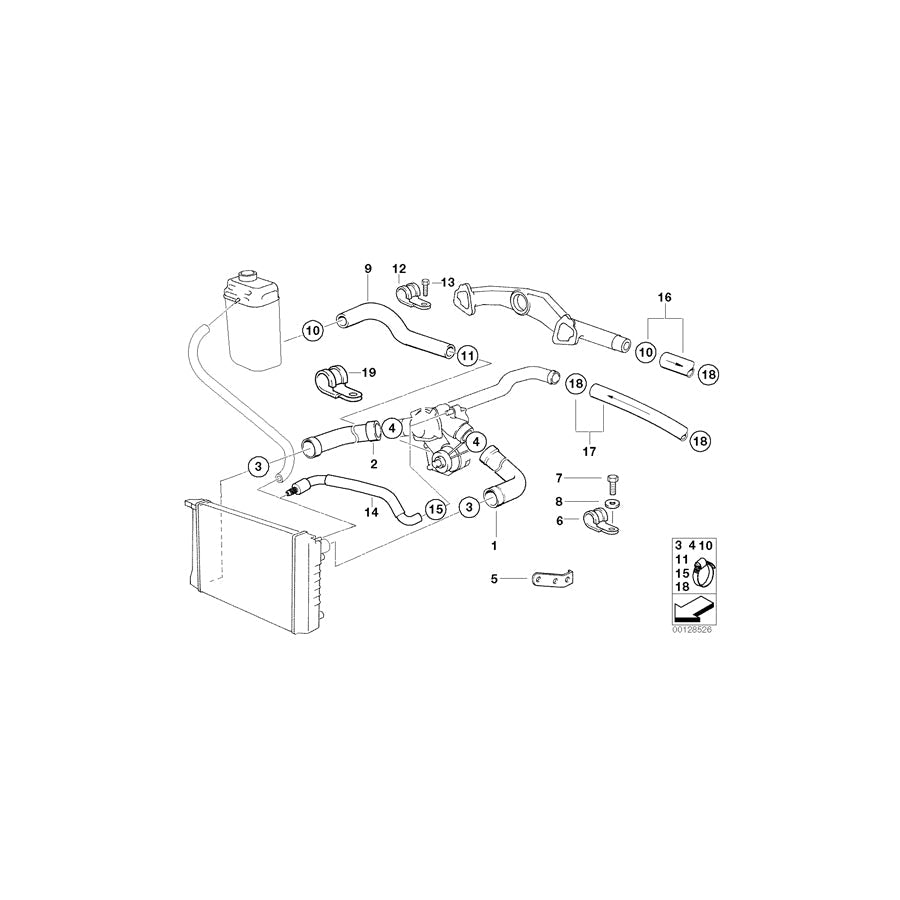 Genuine BMW 11531741415 E38 E31 Water Hose (Inc. 850Ci, 750i & 750iL) | ML Performance US Car Parts