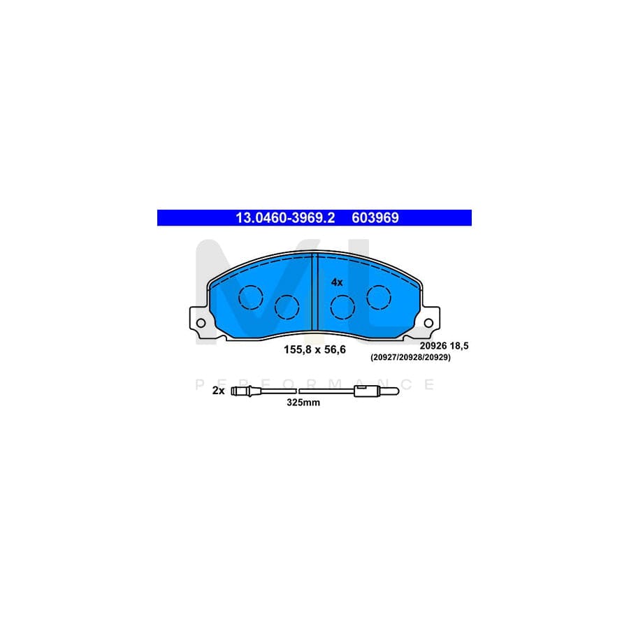 ATE 13.0460-3969.2 Brake pad set incl. wear warning contact