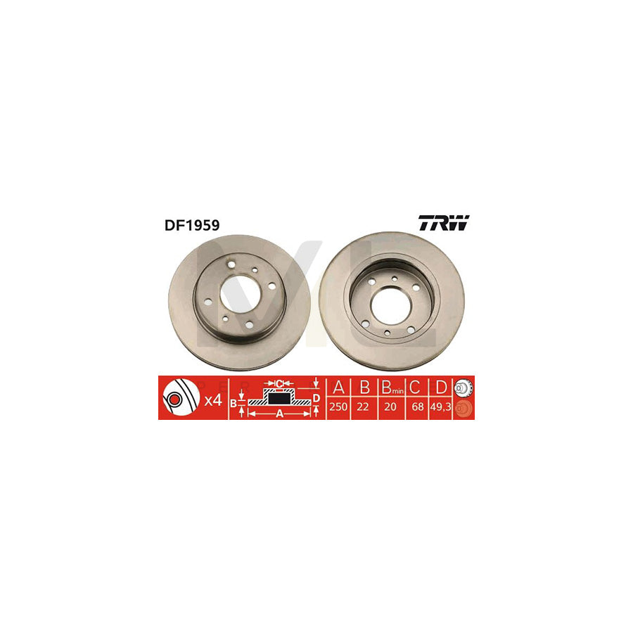 TRW DF1959 Brake Disc Vented | ML Performance Car Parts
