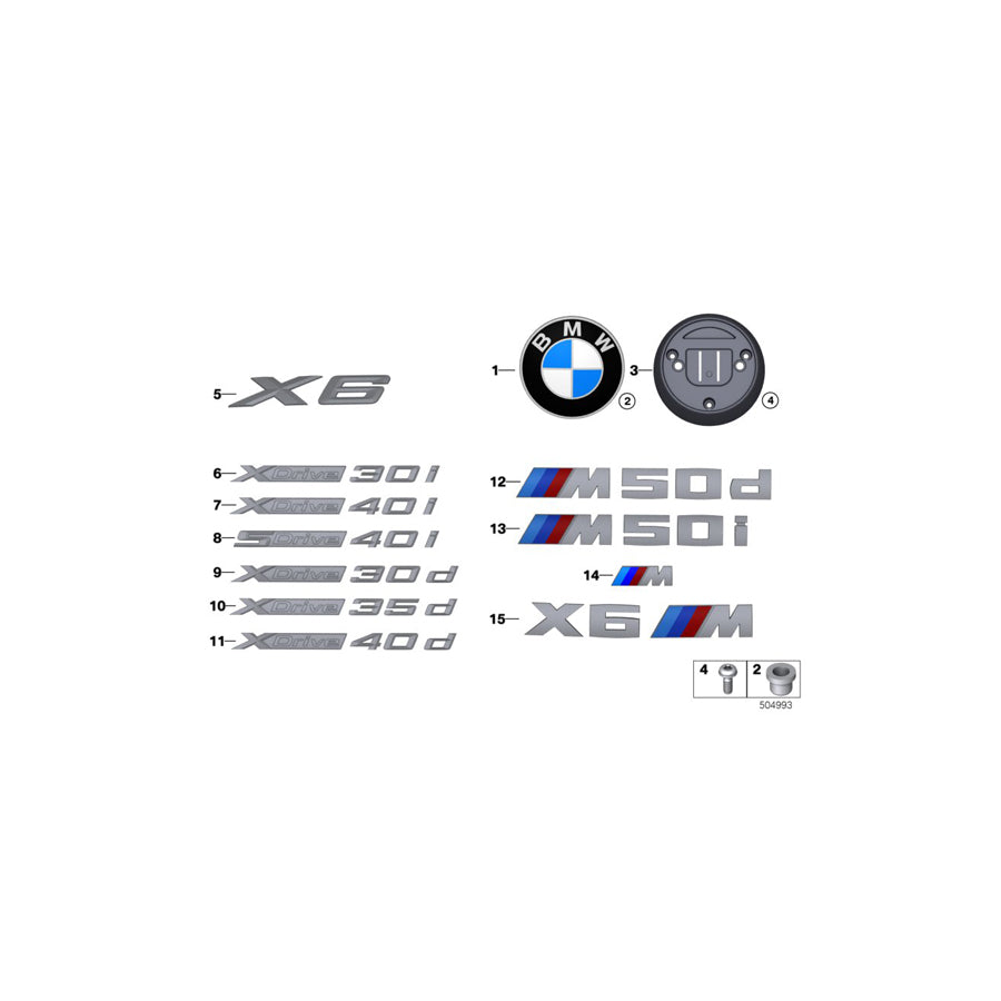 Genuine BMW 51148094559 G06 Emblem -M- (Inc. X6 M50dX & X6 M50iX) | ML Performance US Car Parts