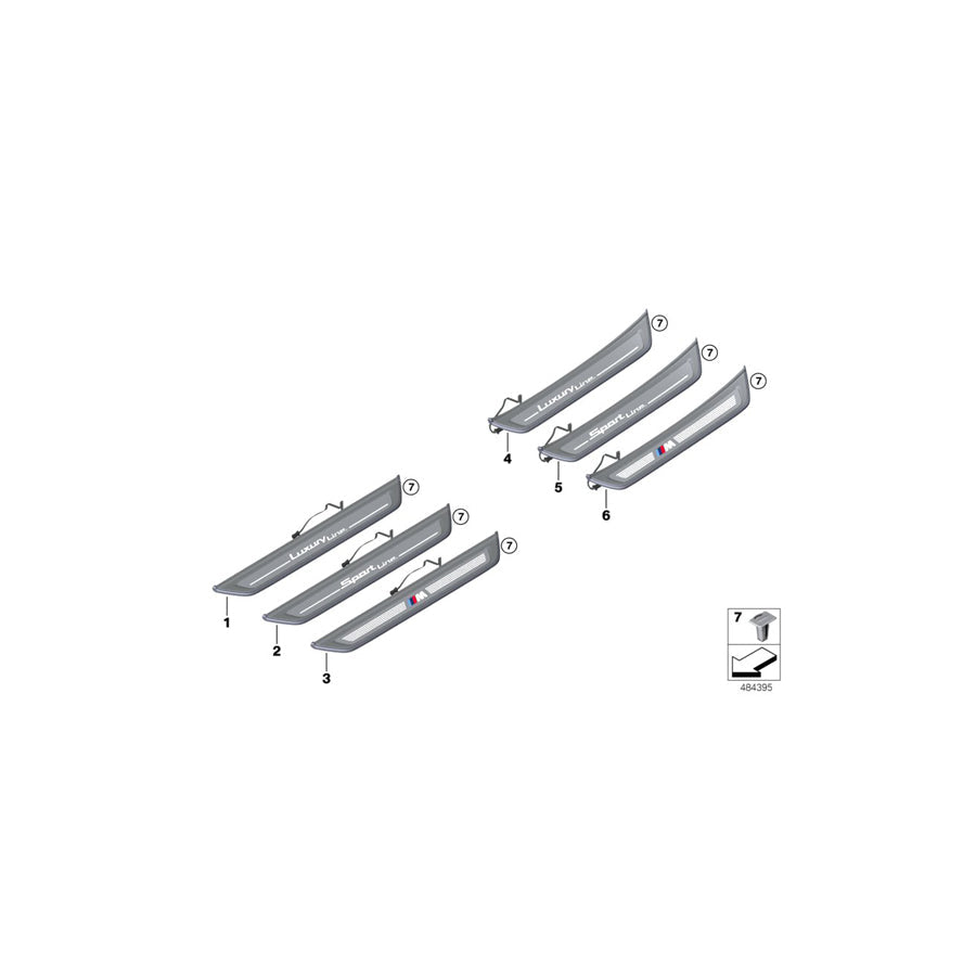 Genuine BMW 51477407029 G32 Cover, Door Sill, Lighted, Rear Left SPORT LINE (Inc. 640dX, 630i & 640i) | ML Performance US