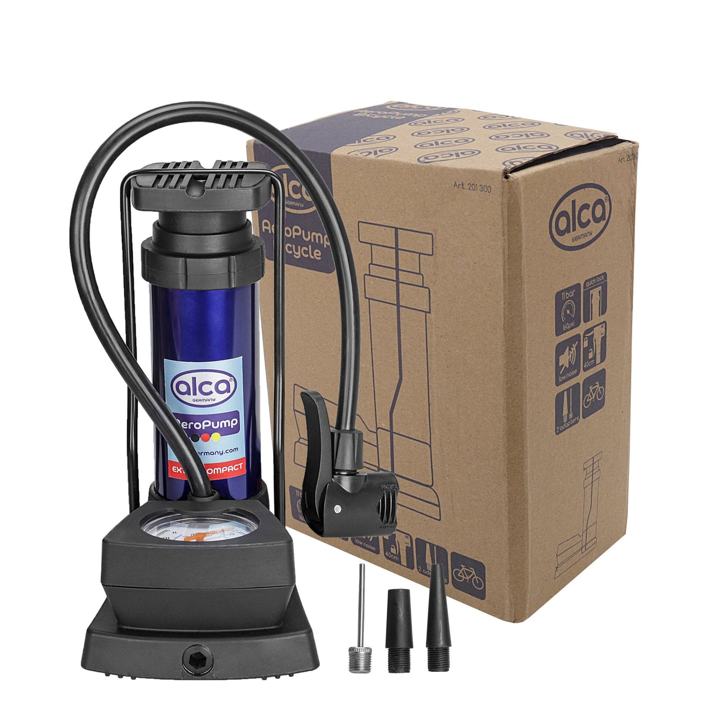 Heyner 201300 Mini Floor Pump With Pressure Gauge