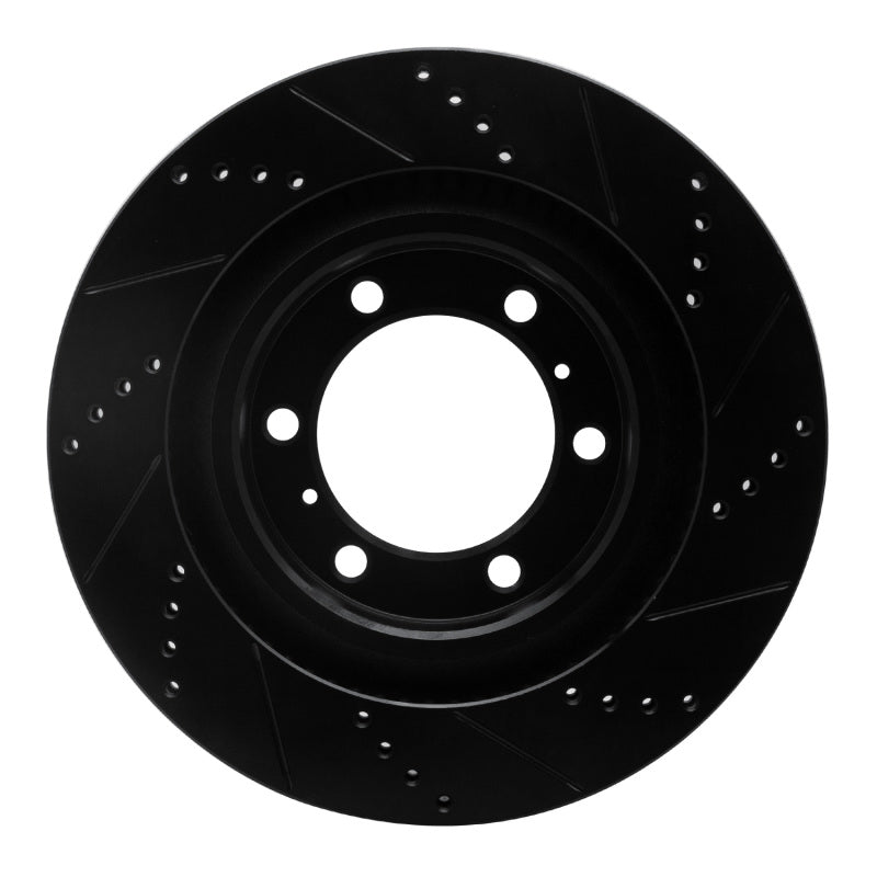 R1 Concepts R1 10-24 Lexus GX460 Front Left Drilled & Slotted Black Brake Rotor