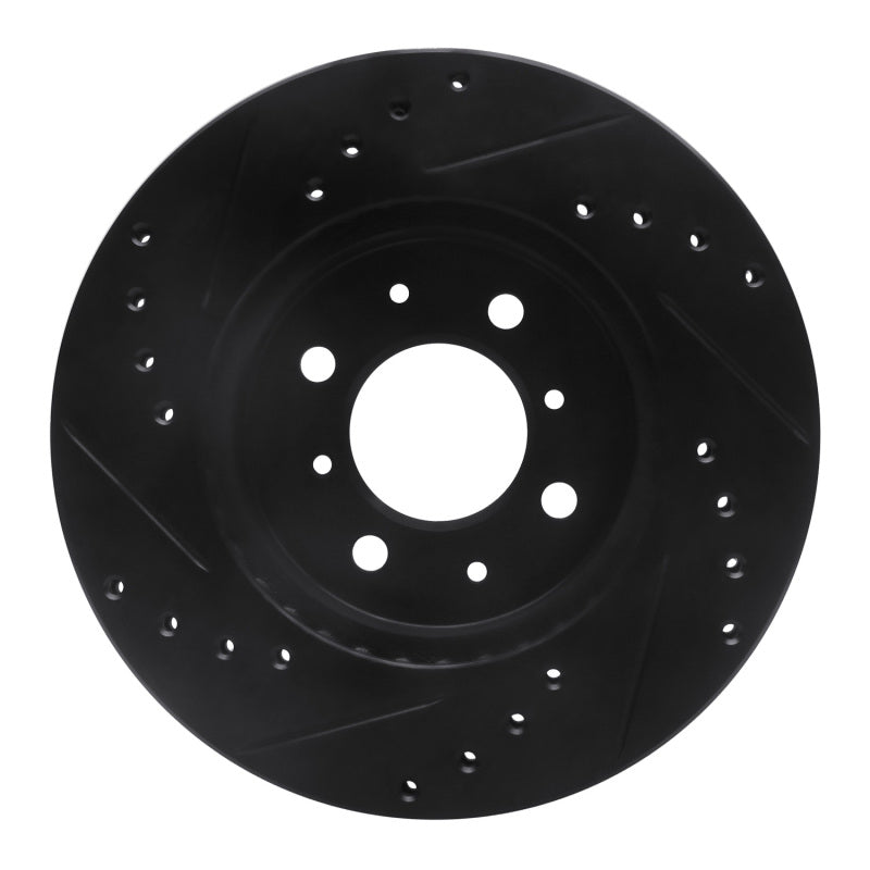 R1 Concepts R1 88-91 Honda Accord Sedan Front Right Drilled & Slotted Black Brake Rotor