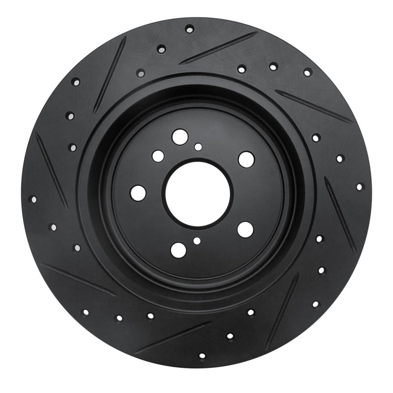 R1 Concepts R1 08-13 Toyota Highlander Rear Right Drilled & Slotted Black Brake Rotor