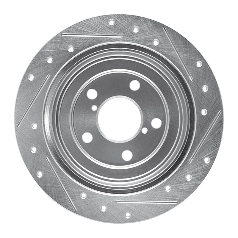 R1 Concepts R1 90-08 Saab 9-2X Rear Left Drilled & Slotted Silver Brake Rotor