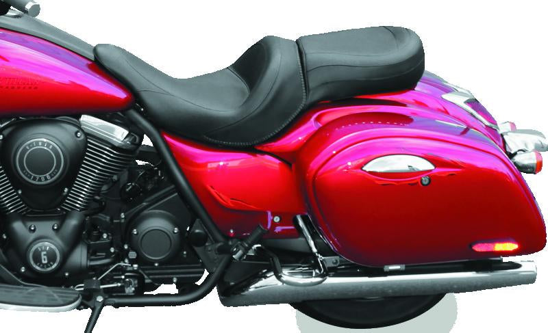 Mustang Motorcycle Mustang 82-03 Harley Sportster Wide Touring Solo Seat w/Driver Backrest Studs - Black