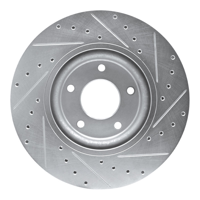 R1 Concepts R1 98-06 Jaguar XJR Front Left Drilled & Slotted Silver Brake Rotor