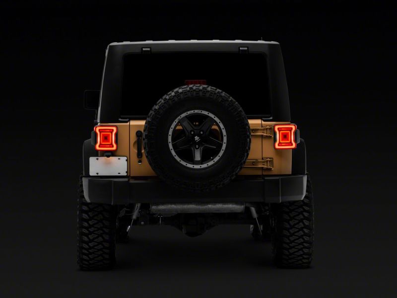 Raxiom 07-18 Jeep Wrangler JK Axial Series JL Style LED Tail Lights- Black Housing- Red Lens