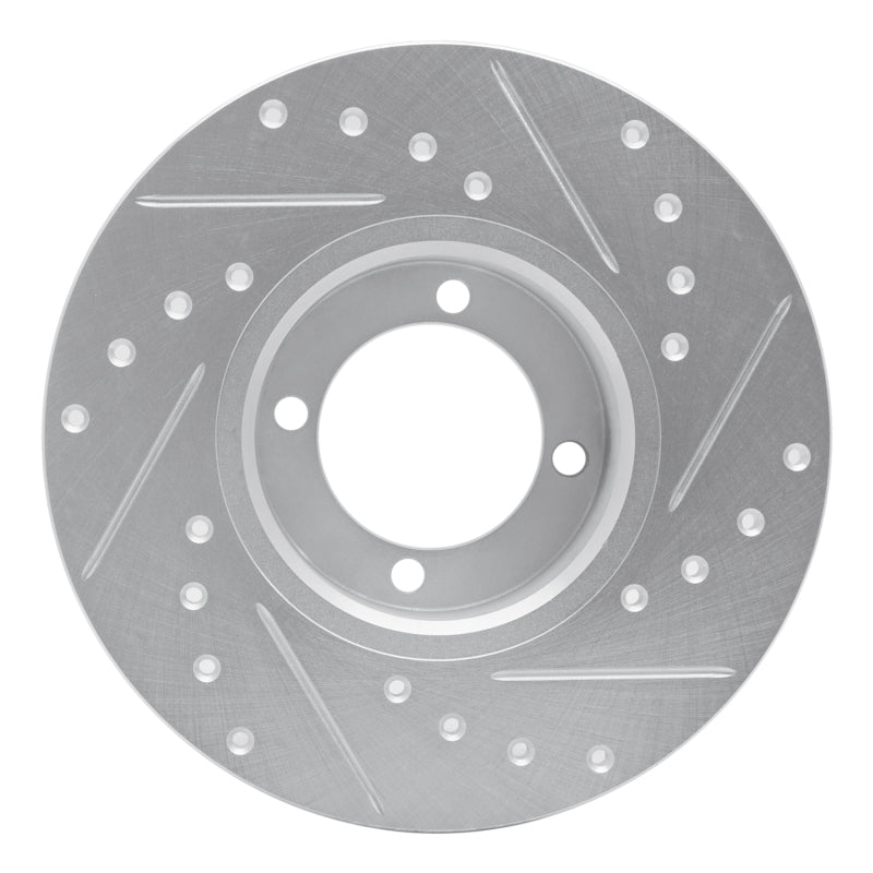 R1 Concepts R1 74-79 Lotus Eclat Front Left Drilled & Slotted Silver Brake Rotor