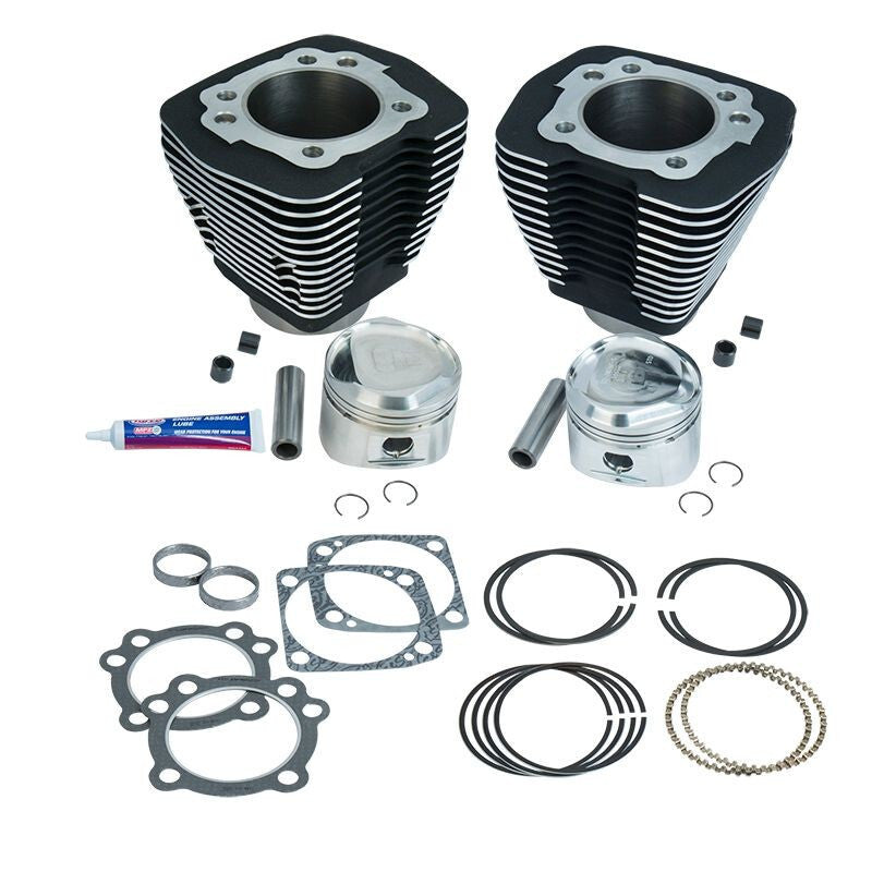 S&S Cycle S&S Cylinder 84-99 BT w/Super Stock Cylinder Heads 80in 3 1/2in Bore Cylinder & Piston Kit - WBlack