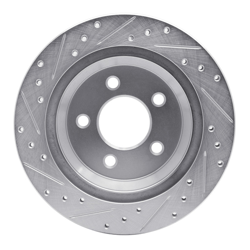 R1 Concepts R1 94-04 Ford Mustang Rear Right Drilled & Slotted Silver Brake Rotor
