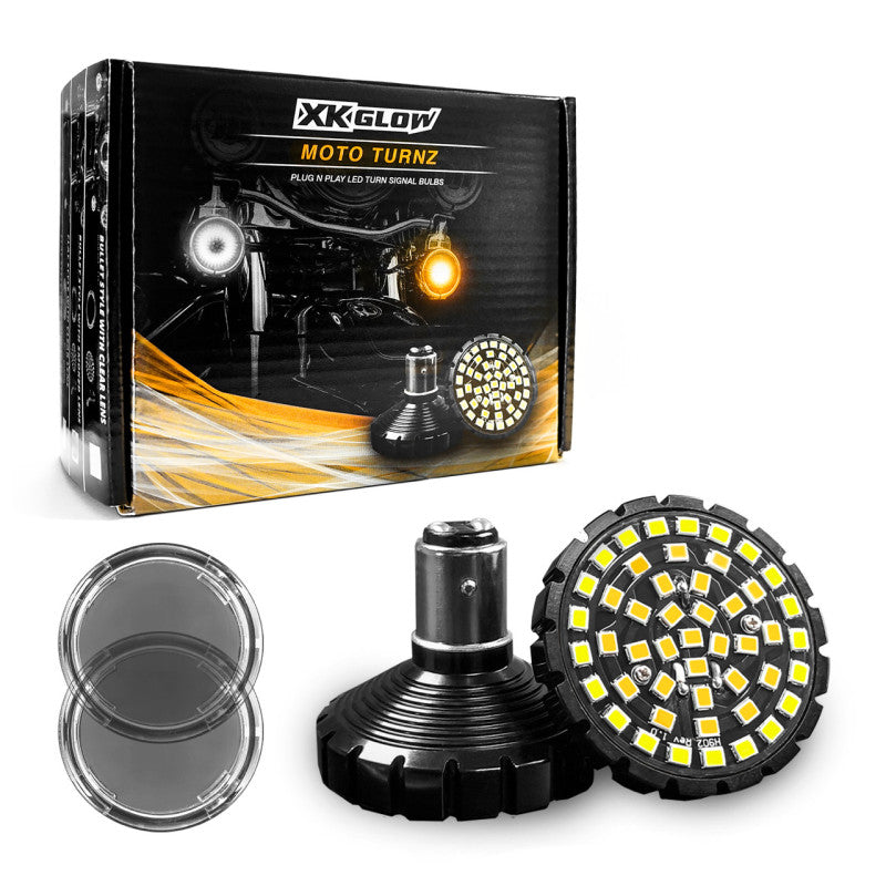 XKGLOW XK Glow Motorcycle Front LED Turn Signal Kit - Flat Style Smoked Lenses