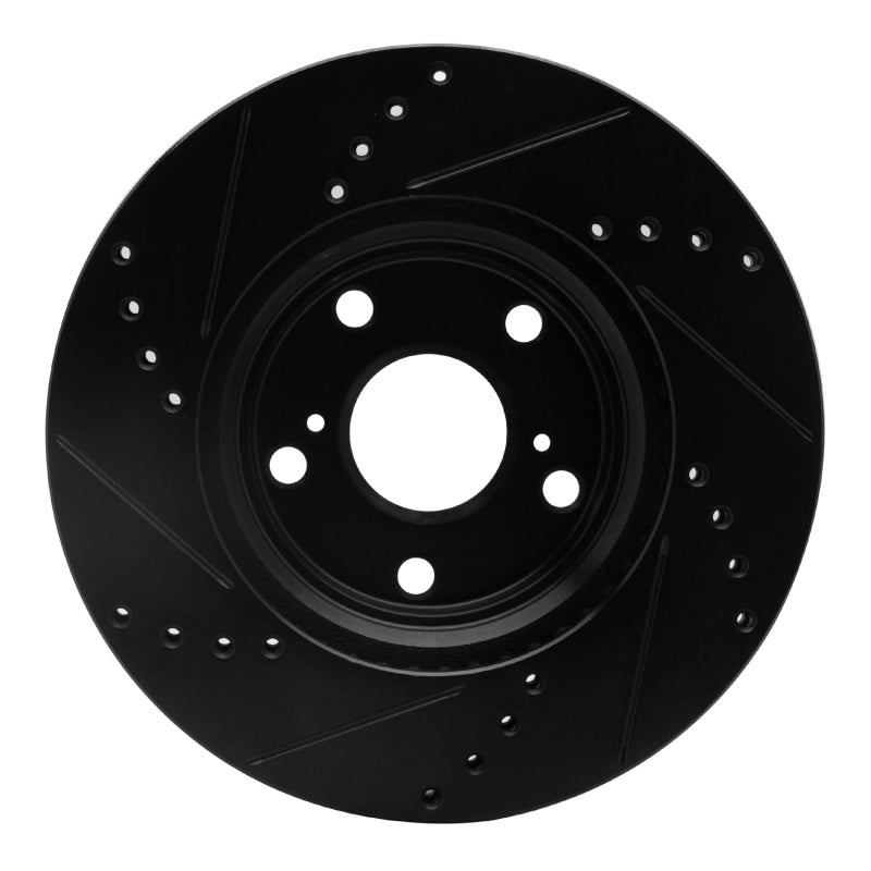 R1 Concepts R1 99-07 Lexus ES300 Front Right Drilled & Slotted Black Brake Rotor