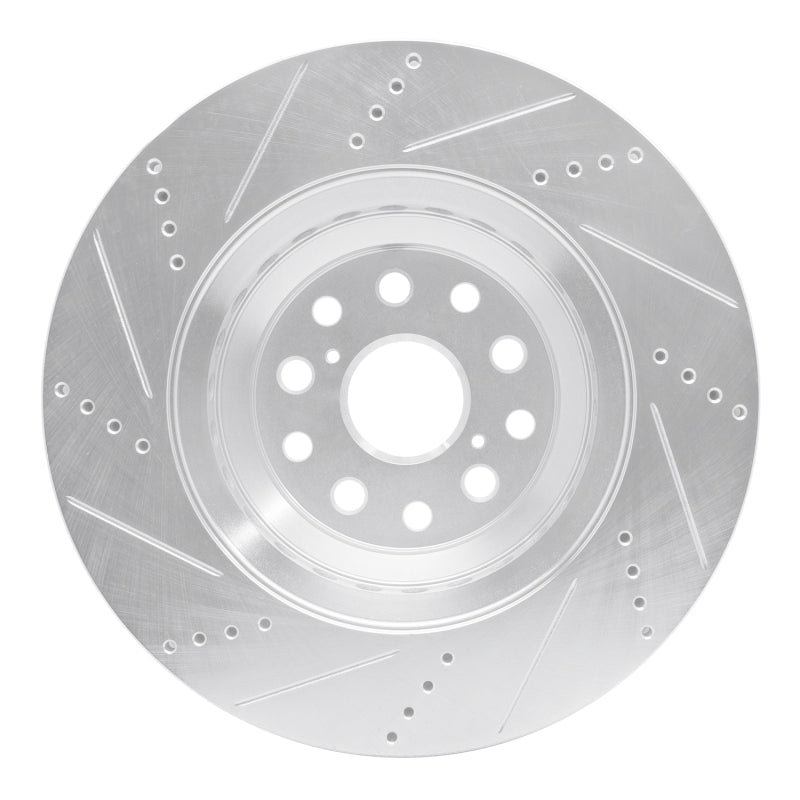 R1 Concepts R1 07-23 Lexus LS600h Right Front Drilled & Slotted Silver Brake Rotor