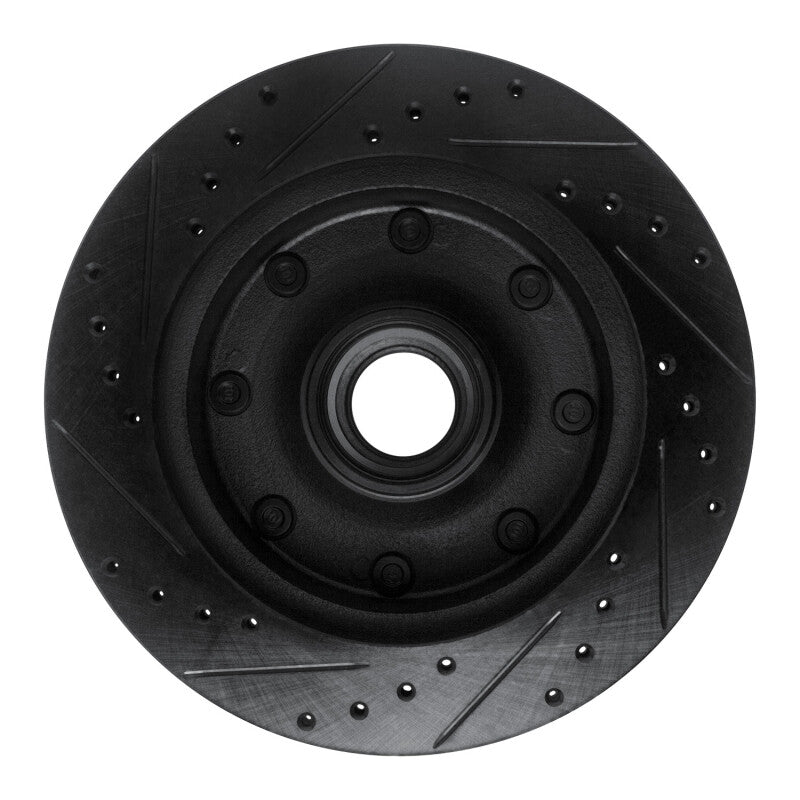 R1 Concepts R1 86-94 Ford E-250 Econoline Club Wagon Front Right Drilled & Slotted Black Brake Rotor