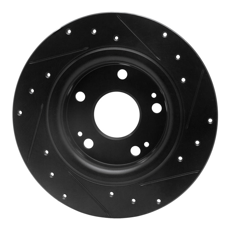 R1 Concepts R1 17-20 Honda Civic Sedan Rear Left Drilled & Slotted Black Brake Rotor
