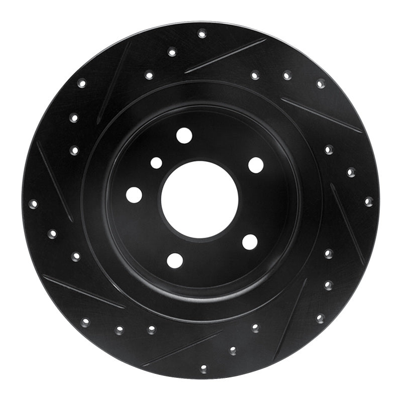 R1 Concepts R1 94-04 Land Rover Discovery Rear Right Drilled & Slotted Black Brake Rotor