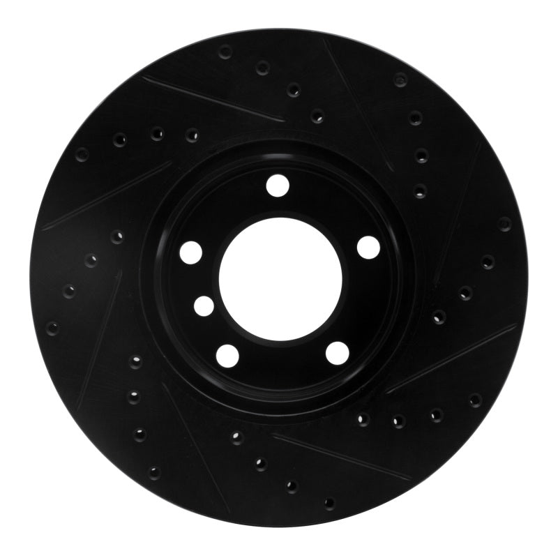R1 Concepts R1 96-03 BMW 528I Front Left Drilled & Slotted Black Brake Rotor