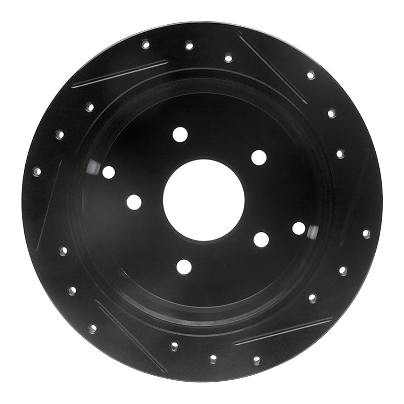 R1 Concepts R1 04-04 Pontiac GTO Rear Left Drilled & Slotted Black Brake Rotor