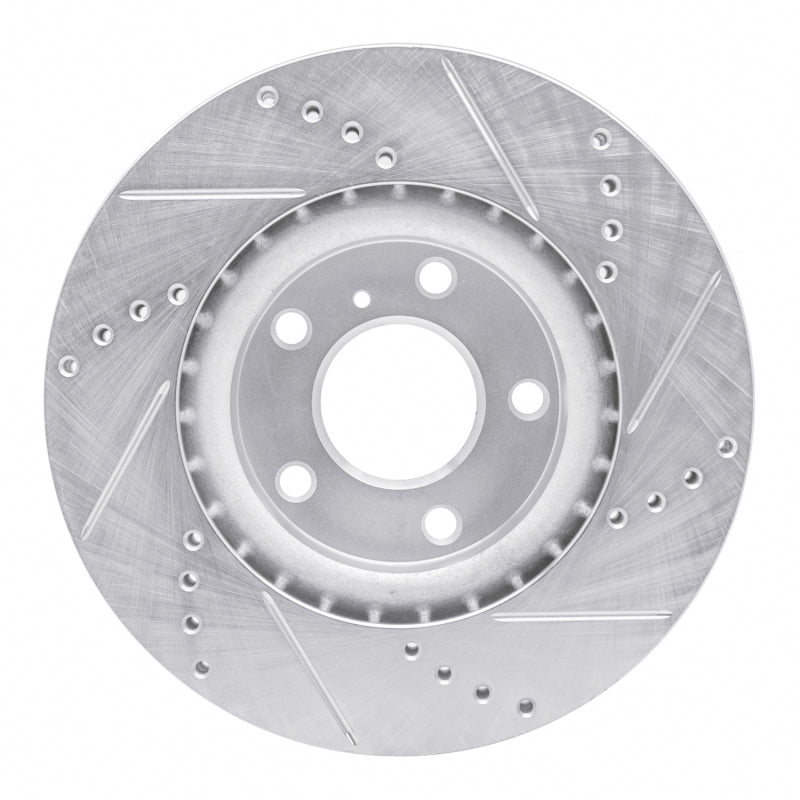 R1 Concepts R1 03-05 Infiniti G35 Front Left Drilled & Slotted Silver Brake Rotor