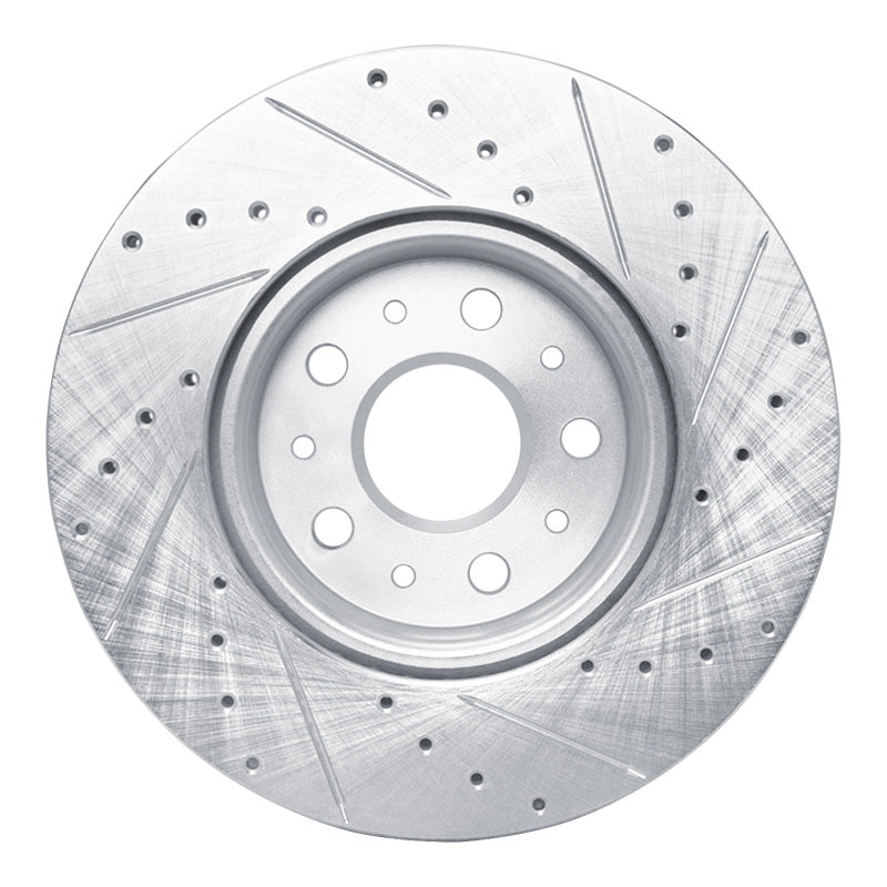 R1 Concepts R1 14-20 Cadillac CT6 Front Left Drilled & Slotted Silver Brake Rotor
