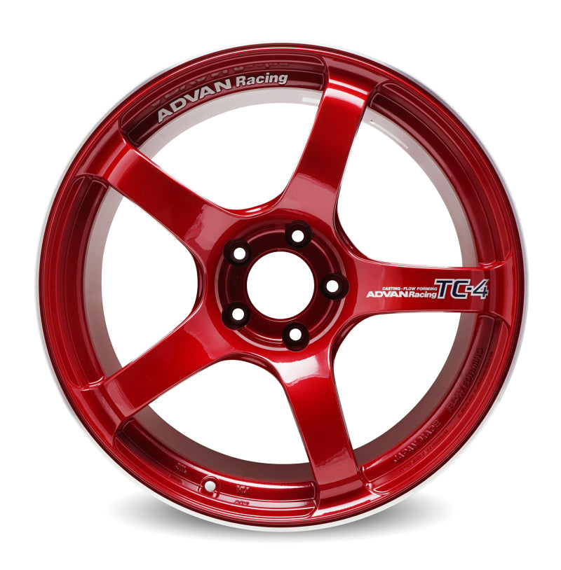 Advan TC4 18x11 +30 5x114.3 Racing Candy Red and Ring Wheel
