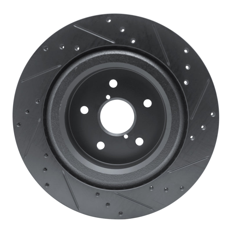 R1 Concepts R1 -25 Subaru Ascent Rear Left Drilled & Slotted Black Brake Rotor