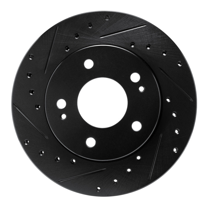 R1 Concepts R1 90-90 Plymouth Laser Front Left Drilled & Slotted Black Brake Rotor