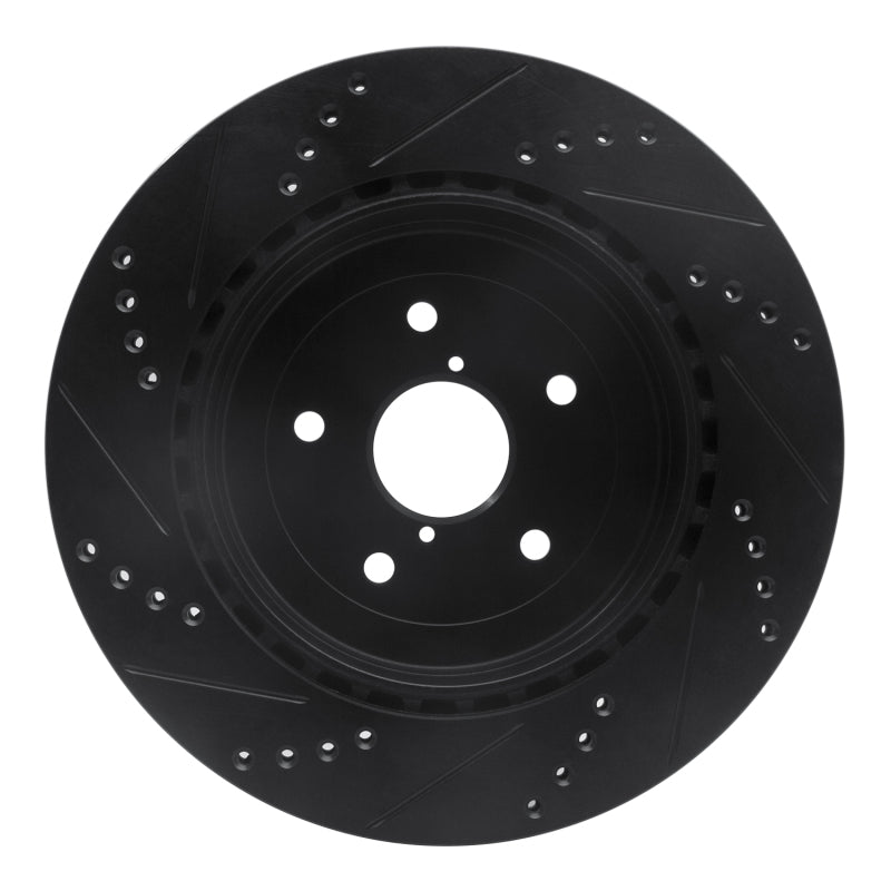 R1 Concepts R1 05-07 Subaru Impreza Rear Right Drilled & Slotted Black Brake Rotor