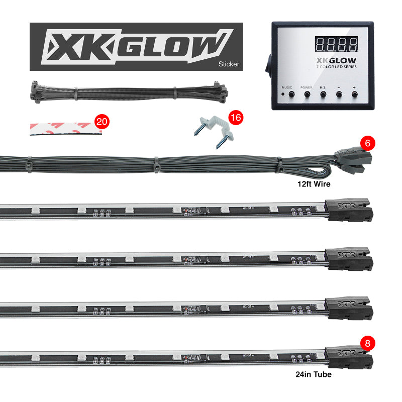 XKGLOW XK Glow 3 Million Color XKGLOW LED Accent Light Car/Truck Kit 8x24In Tubes
