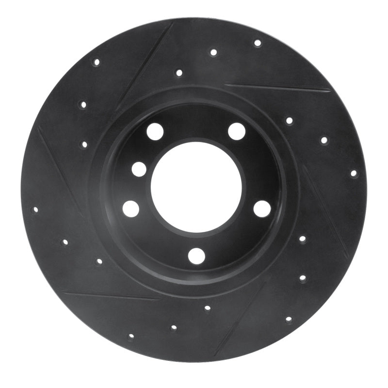 R1 Concepts R1 95-98 BMW 318TI Front Right Drilled & Slotted Black Brake Rotor