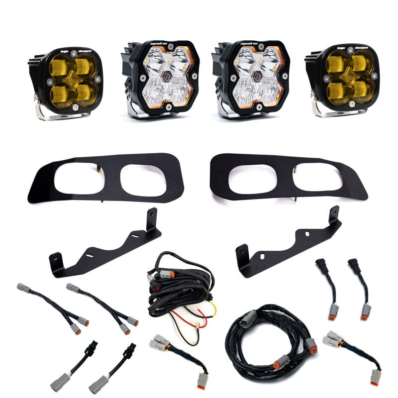 Baja Designs 23-25 Ford SD Squadron Sport/SAE 2.0 Dual Fog Pocket Kit (SAE/Sport) - Baja Amber