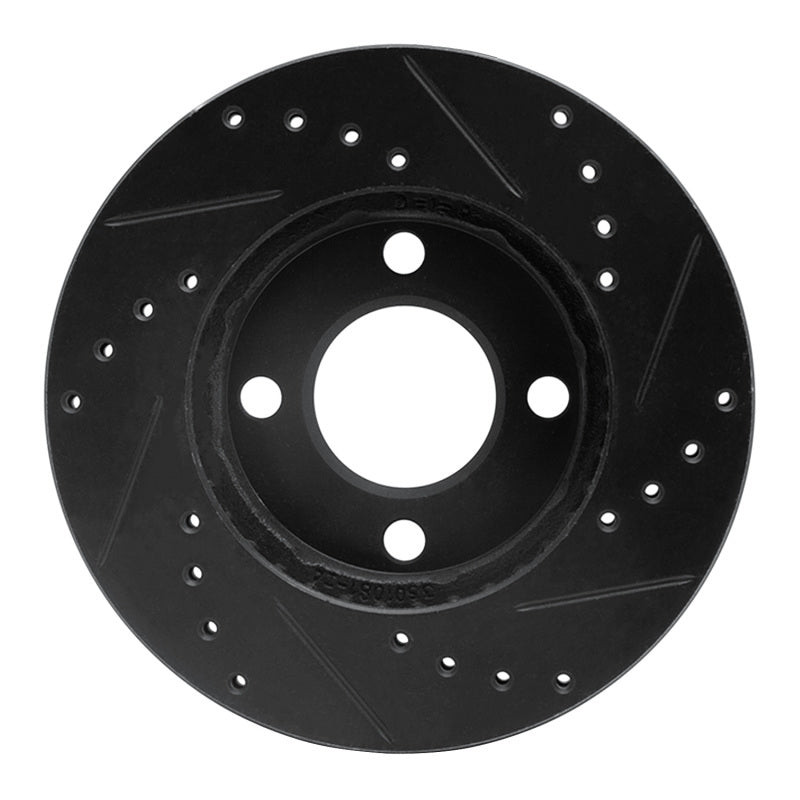 R1 Concepts R1 78-92 Audi 80 Front Left Drilled & Slotted Black Brake Rotor