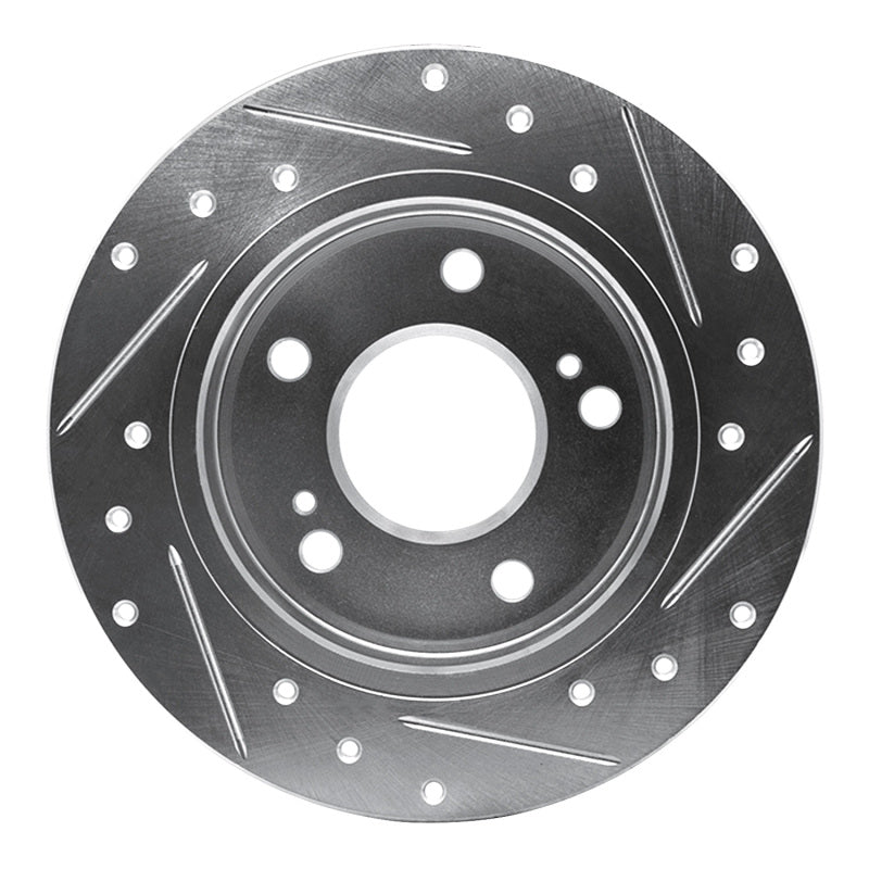 R1 Concepts R1 94-98 Nissan 240SX Rear Left Drilled & Slotted Silver Brake Rotor